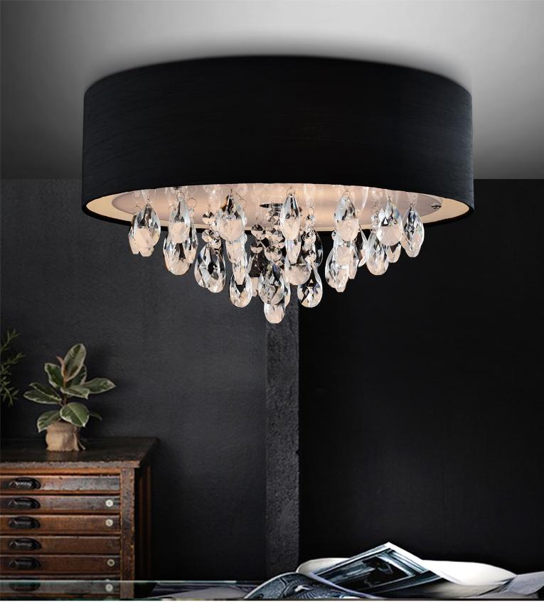 CWI LIGHTING  5443C14C (Black)  Dash 3 Light Drum Shade Flush Mount with Chrome finish