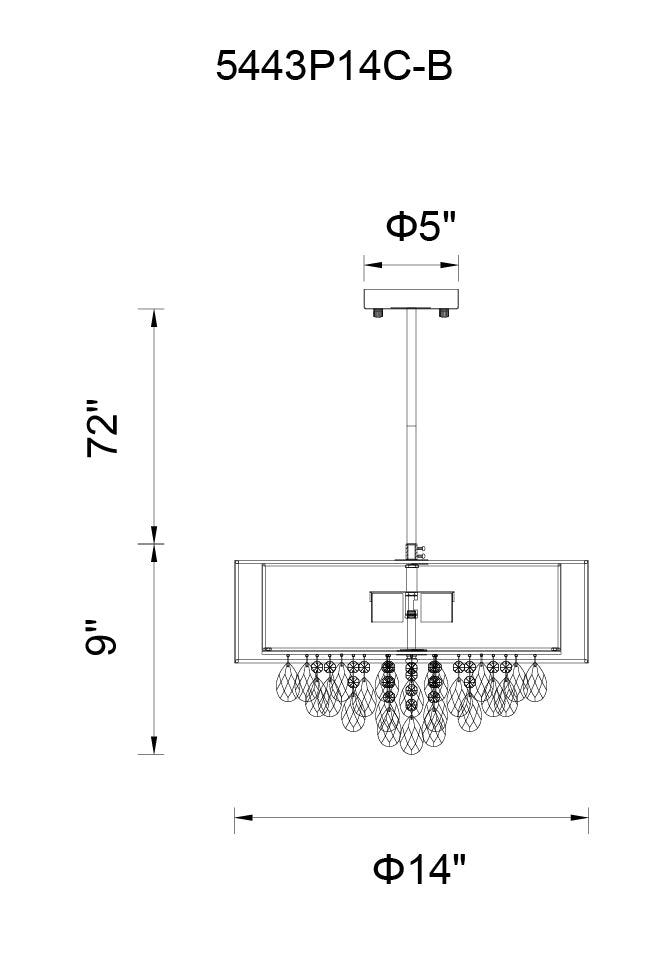CWI LIGHTING  5443P14C (Black)  Dash 3 Light Drum Shade Chandelier with Chrome finish