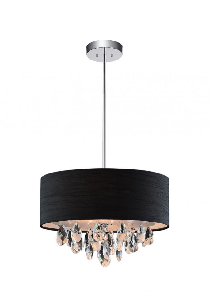 CWI LIGHTING  5443P14C (Black)  Dash 3 Light Drum Shade Chandelier with Chrome finish