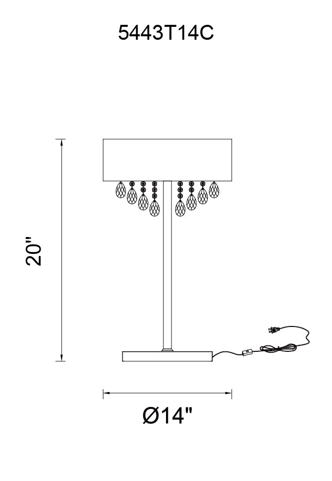 CWI LIGHTING   5443T14C (Black)  Dash 3 Light Table Lamp with Chrome finish