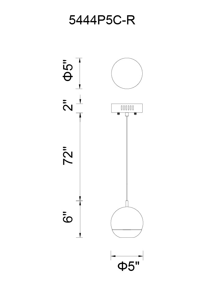 CWI LIGHTING  5444P5C-R  Perrier  1 Light Down Mini Pendant