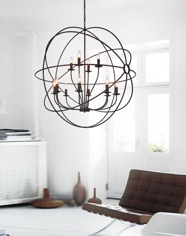 CWI LIGHTING   5464P40DB-12  Arza 12 Light Up Chandelier with Brown finish