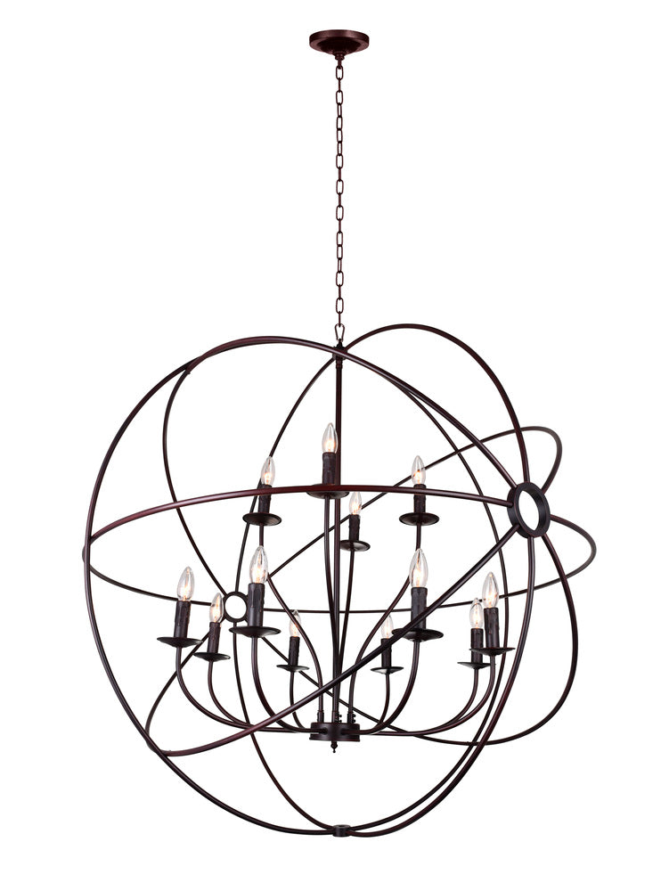 CWI LIGHTING   5464P40DB-12  Arza 12 Light Up Chandelier with Brown finish