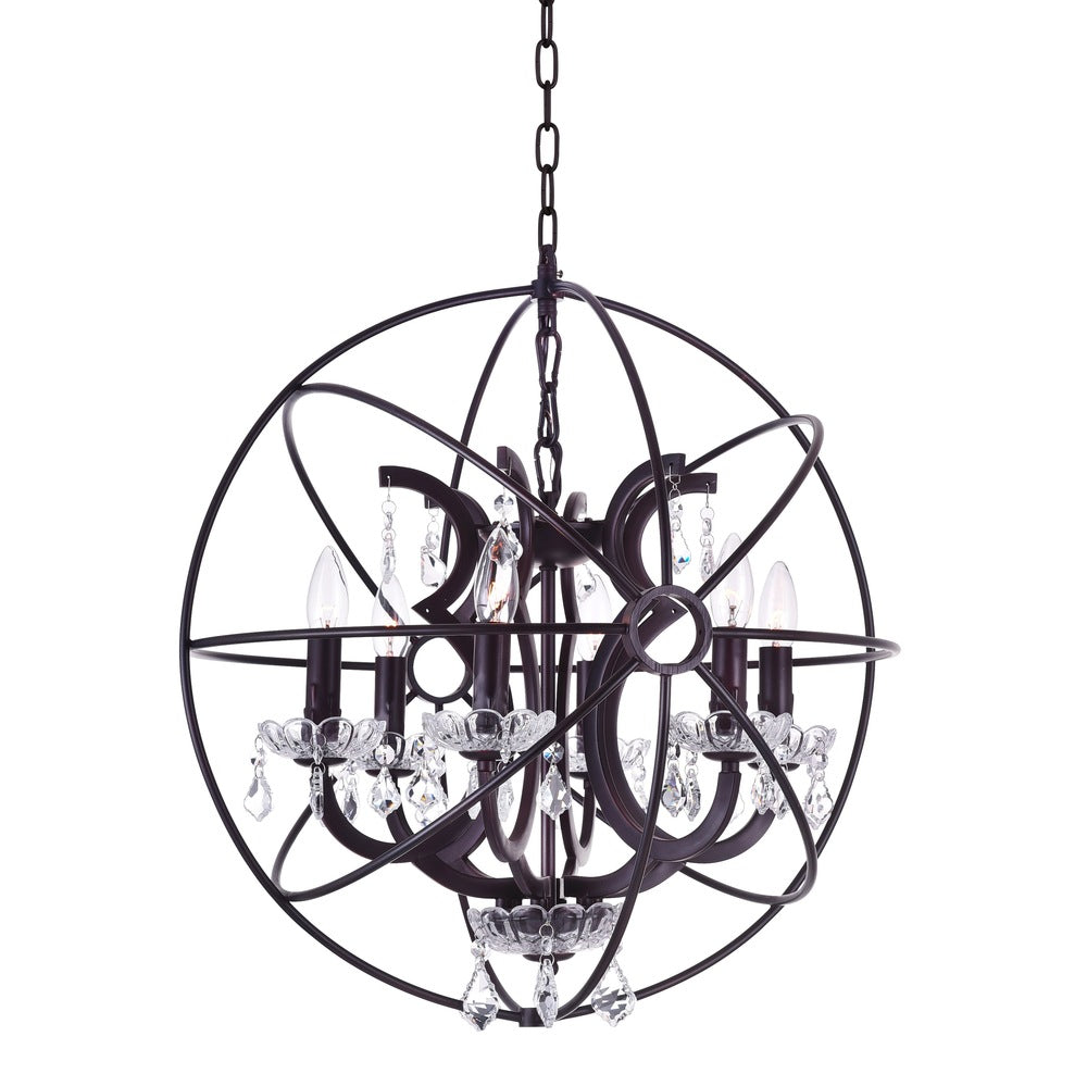 CWI LIGHTING  5465P22DB  Campechia 6 Light Up Chandelier with Brown finish