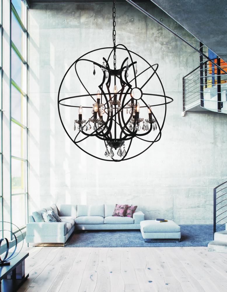 CWI LIGHTING  5465P36DB-9  Campechia 9 Light Up Chandelier with Brown finish