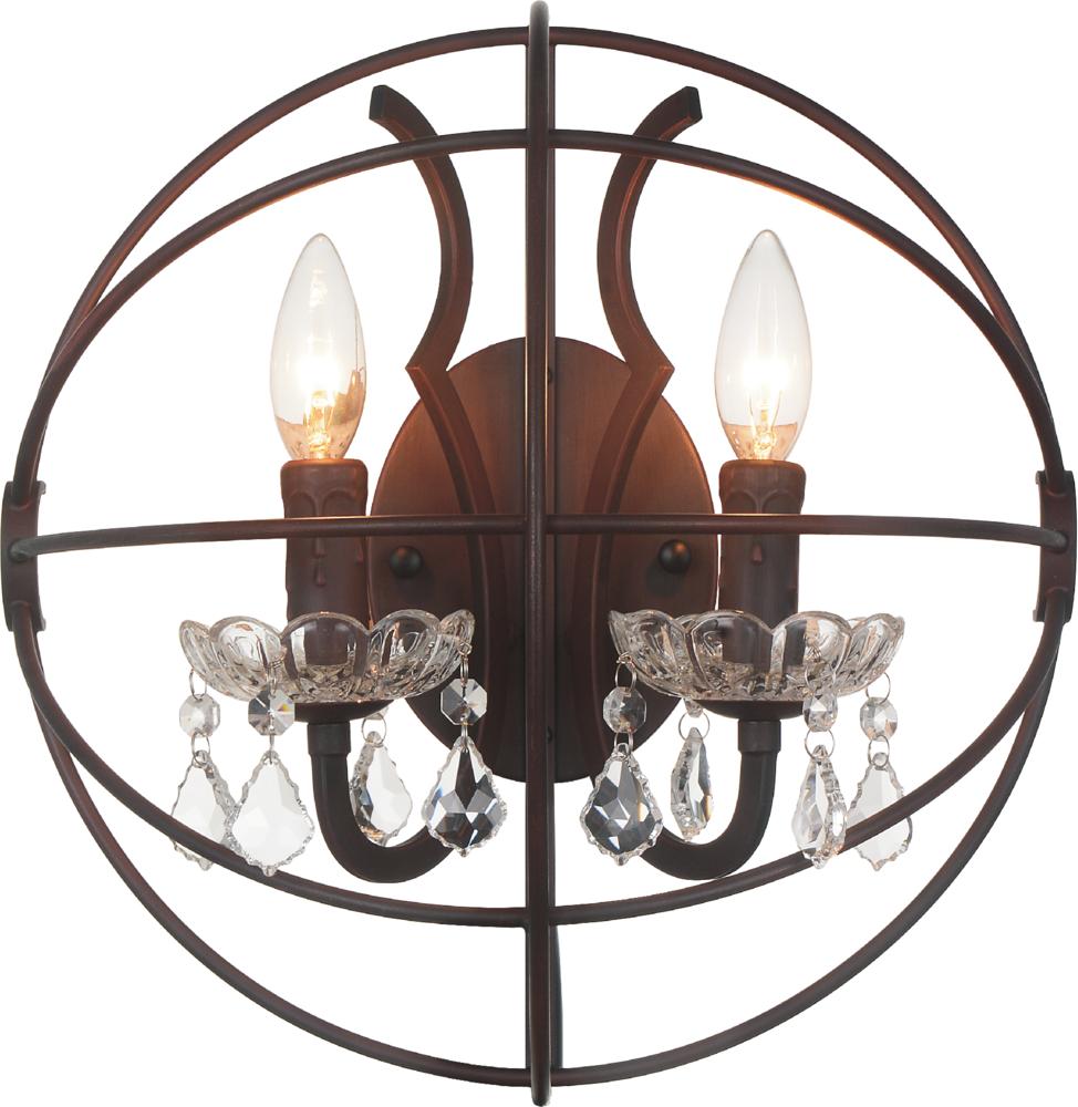 CWI LIGHTING  5465W14DB-2  Campechia 2 Light Wall Sconce with Brown finish
