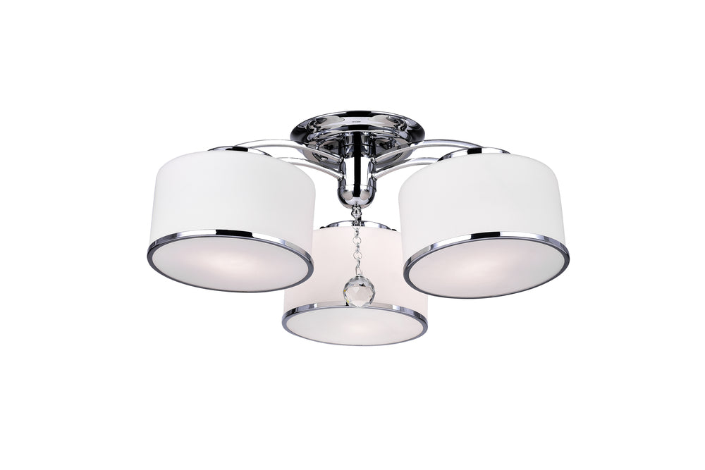 CWI LIGHTING  5479C24C-3  Frosted 3 Light Drum Shade Flush Mount with Chrome finish
