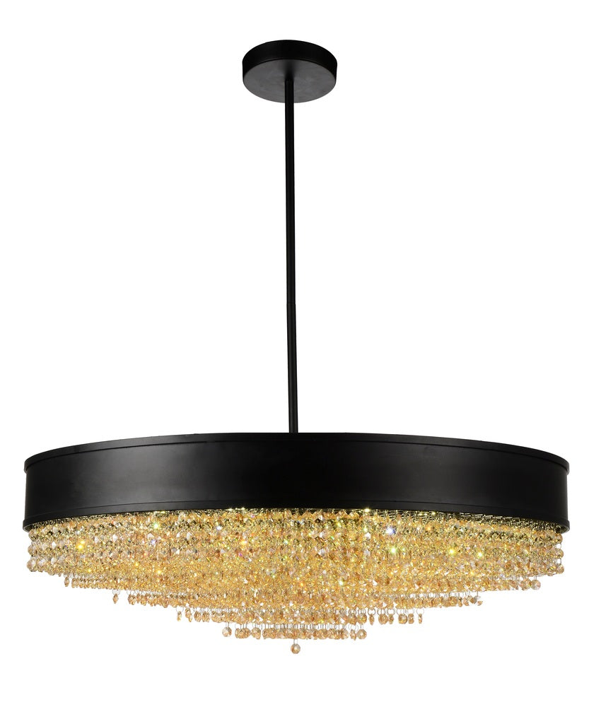 CWI LIGHTING  5687P30-22-101  Medina 15 Light Drum Shade Chandelier with Black finish