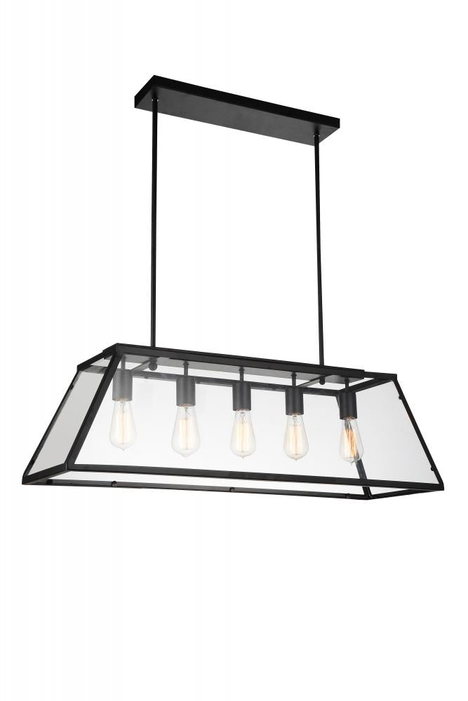 CWI LIGHTING  9601P36-5-101  Alyson 5 Light Down Chandelier with Black finish