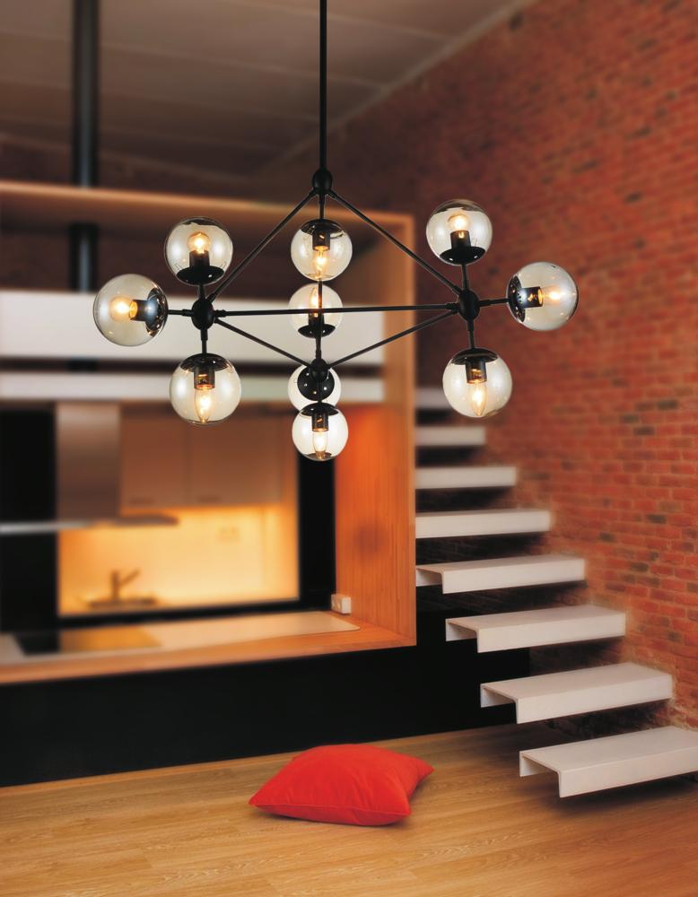 CWI LIGHTING  9614P39-10-101  Glow 10 Light Chandelier with Black finish
