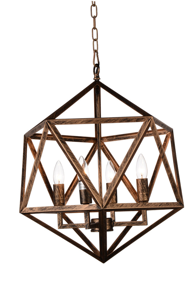 CWI LIGHTING   9641P20-4-128  Amazon 4 Light Up Pendant with Antique forged copper finish
