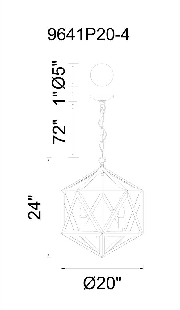 CWI LIGHTING   9641P20-4-128  Amazon 4 Light Up Pendant with Antique forged copper finish