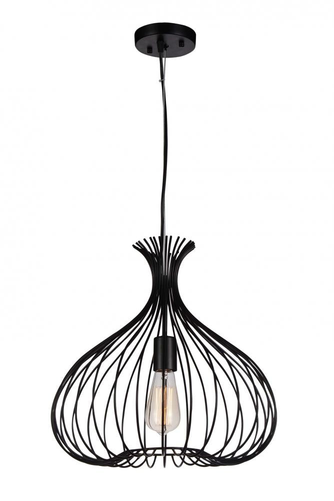 CWI LIGHTING 9650P16-1-101  Darleen 1 Light Down Pendant with Black finish