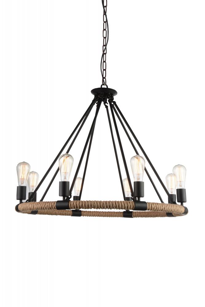 CWI LIGHTING  9671P33-8-101  Ganges 8 Light Up Chandelier with Black finish