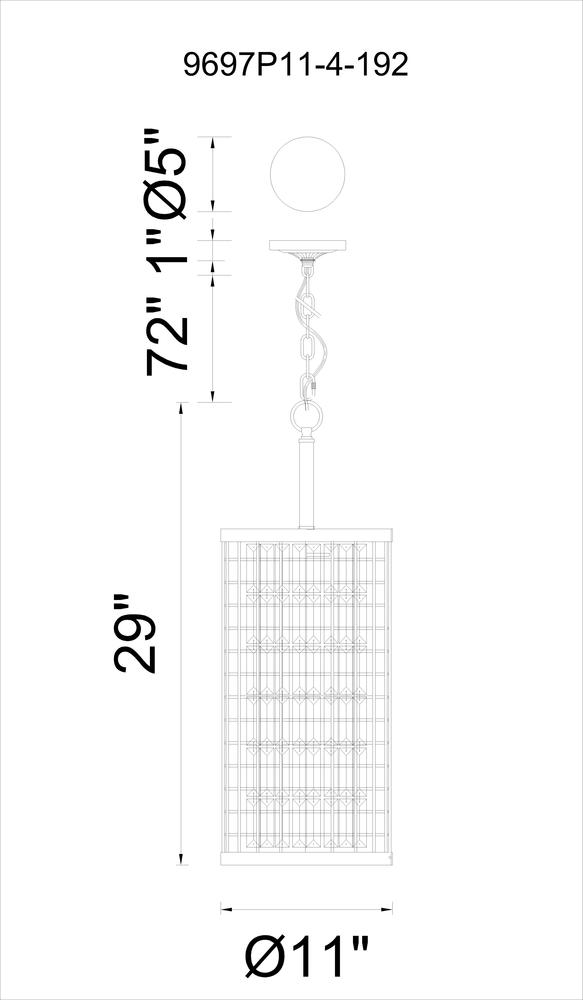 CWI LIGHTING  9697P11-4-192 Meghna 4 Light Up Chandelier with Brown finish
