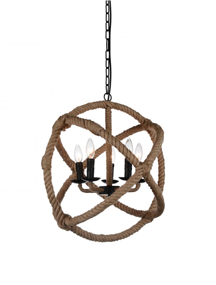 CWI LIGHTING  9706P21-5-101  Padma 5 Light Up Chandelier with Black finish