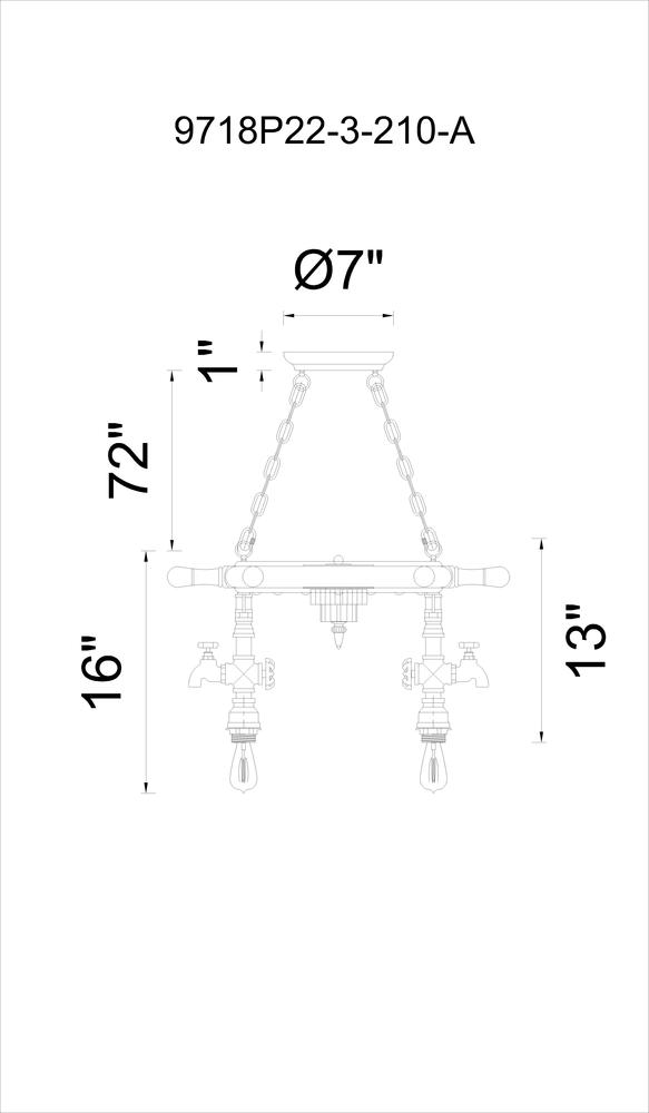 CWI LIGHTING  9718P22-3-210-A  Manor 3 Light Down Chandelier with Speckled copper finish