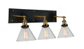 CWI LIGHTING   9735W24-3-101  Eustis 3 Light Wall Sconce with Black & Gold Brass finish