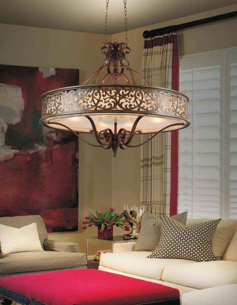 CWI LIGHTING  9807P39-6-116  Nicole 6 Light Drum Shade Chandelier with Brushed Chocolate finish
