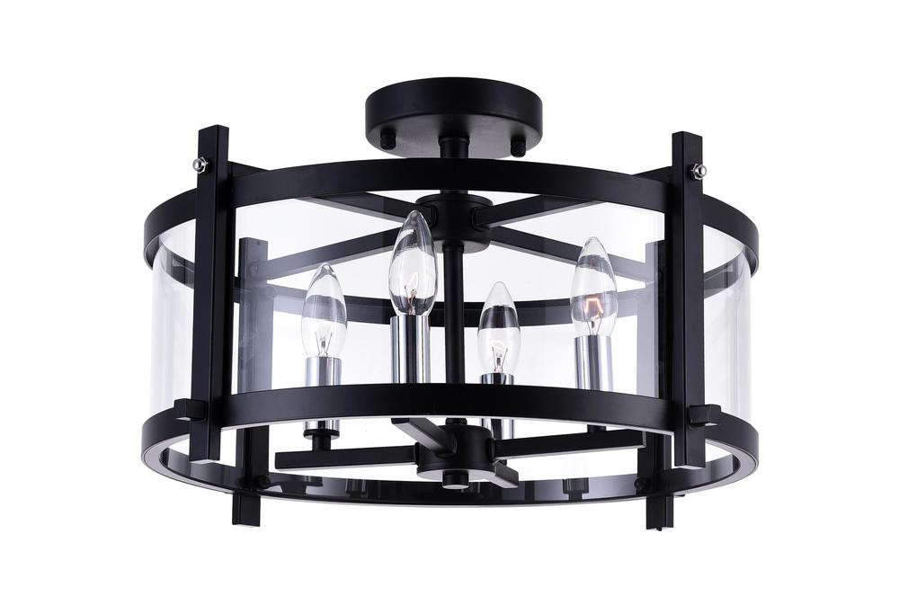 CWI LIGHTING  9827C18-4-101 Miette 4 Light Cage Flush Mount with Black finish