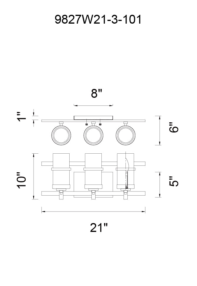 CWI LIGHTING  9827W21-3-101  Sierra 3 Light Wall Sconce with Black finish