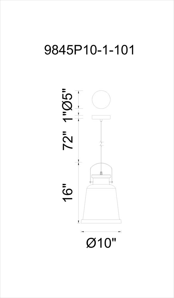 CWI LIGHTING  9845P10-101  Elisa 1 Light Down Pendant with Black finish