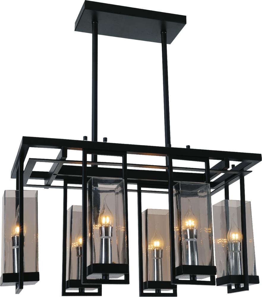 CWI LIGHTING  9858P27-6-RC-101  Vanna 6 Light Up Chandelier with Black finish