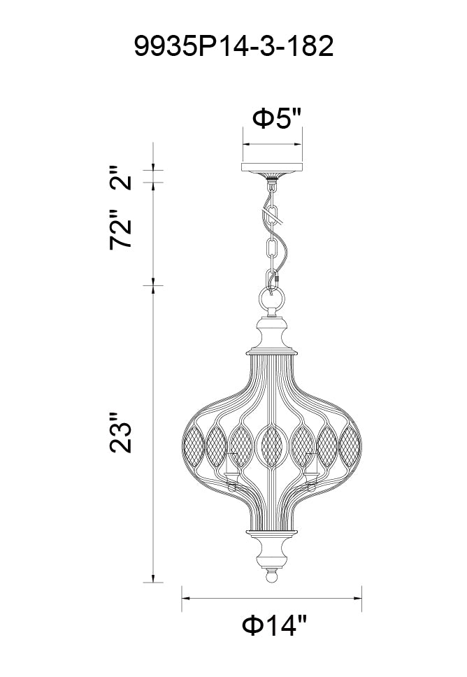 CWI LIGHTING  9935P14-3-182  Altair 3 Light Chandelier