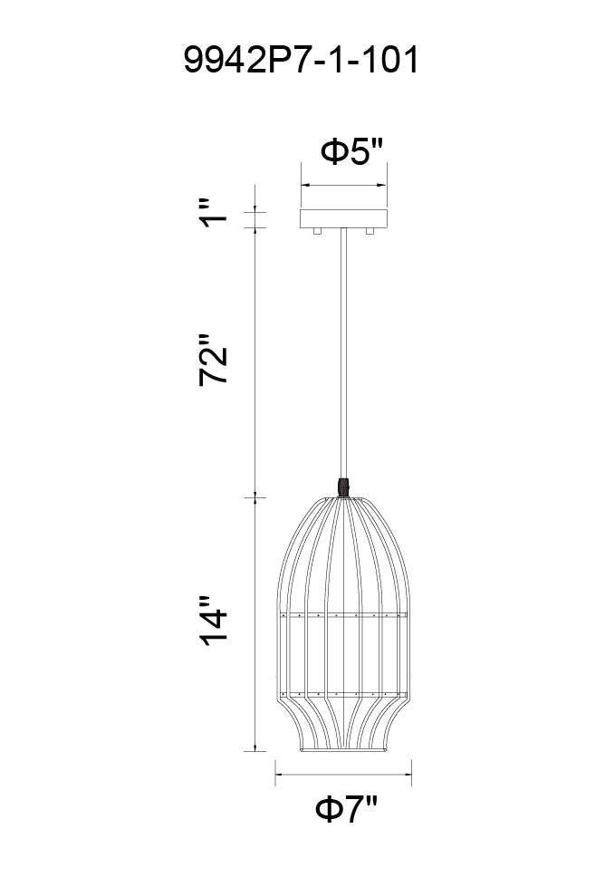 CWI Lighting   9942P7-1-101  Alethia 1 Light Down Mini Pendant with Black finish