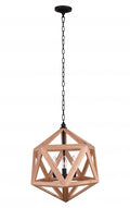 CWI LIGHTING  9945P17-3-101  3 Light Pendant with Black & Wood finish