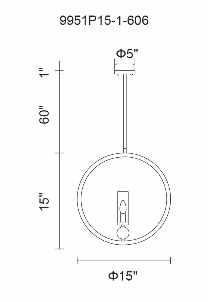CWI LIGHTING  9951P15-1-606  Elton 1 Light Pendant with Satin Nickel finish