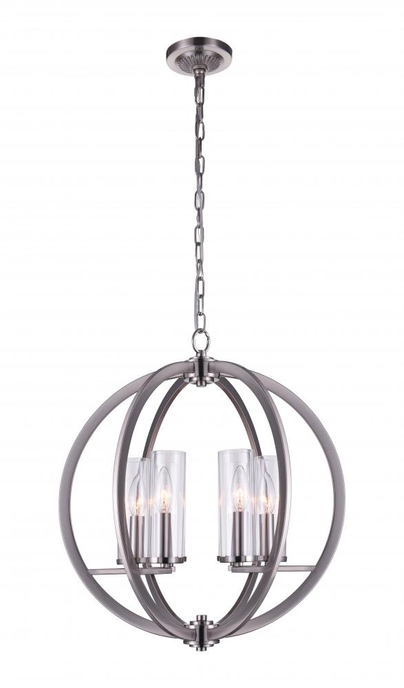 CWI LIGHTING   9951P19-6-606  Elton 6 Light Chandelier with Satin Nickel finish