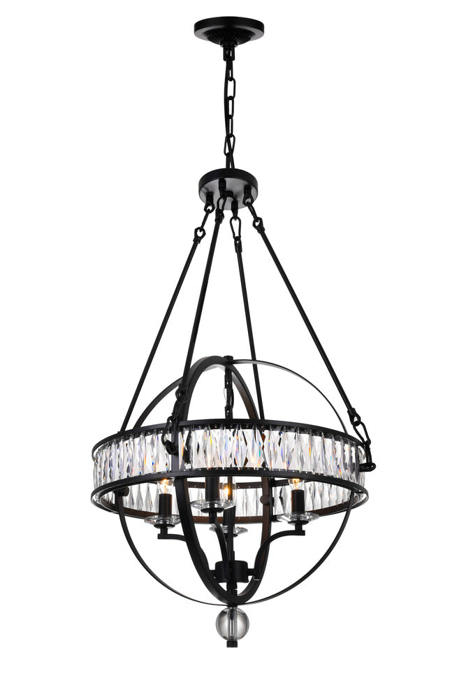 CWI LIGHTING  9957P20-4-101  Arkansas 4 Light Chandelier with Black finish