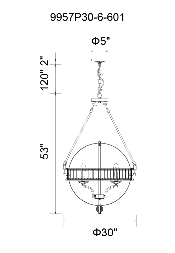 CWI LIGHTING  9957P30-6-601  Arkansas 6 Light Chandelier with Chrome finish
