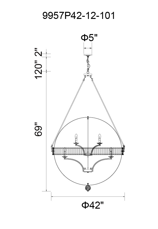 CWI LIGHTING  9957P42-12-101  Arkansas 12 Light Chandelier with Black finish