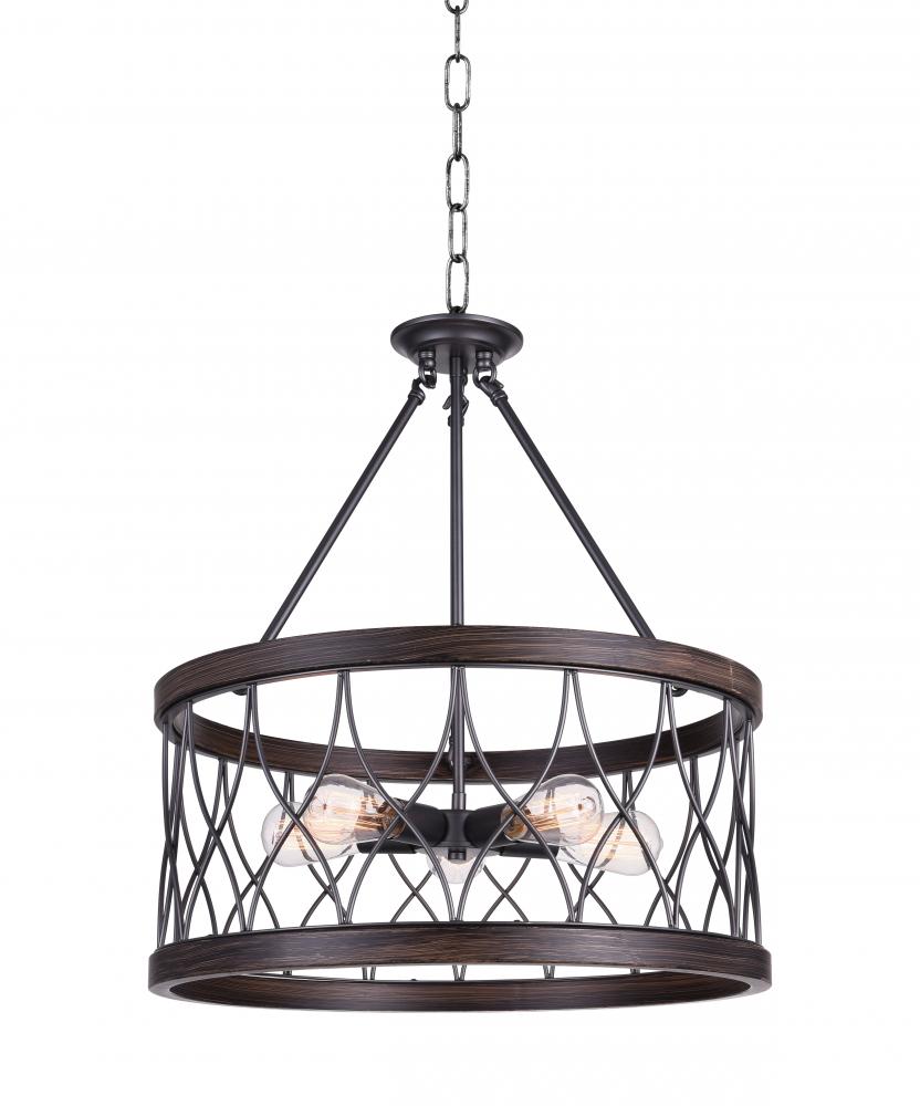 CWI LIGHTING  9966P23-5-242-A  Amazon 5 Light Drum Shade Chandelier with Gun Metal finish
