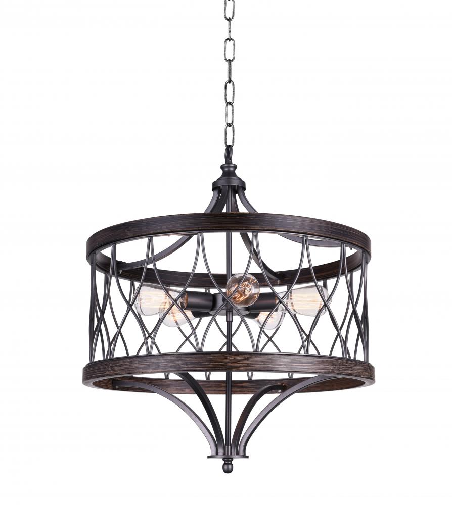 CWI LIGHTING  9966P23-5-242-B  Amazon 5 Light Drum Shade Chandelier with Gun Metal finish