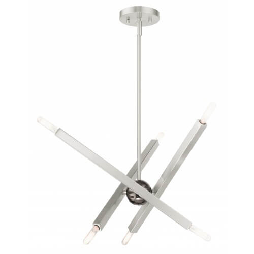 LIVEX LIGHTING Monaco Chandelier Brushed Nickel with Black Chrome Accents 46984-91