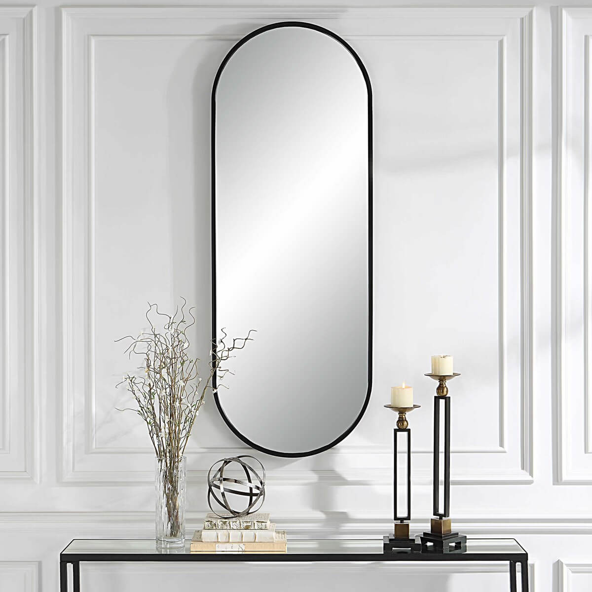 UTTERMOST VARINA TALL MIRROR  BLACK 09843