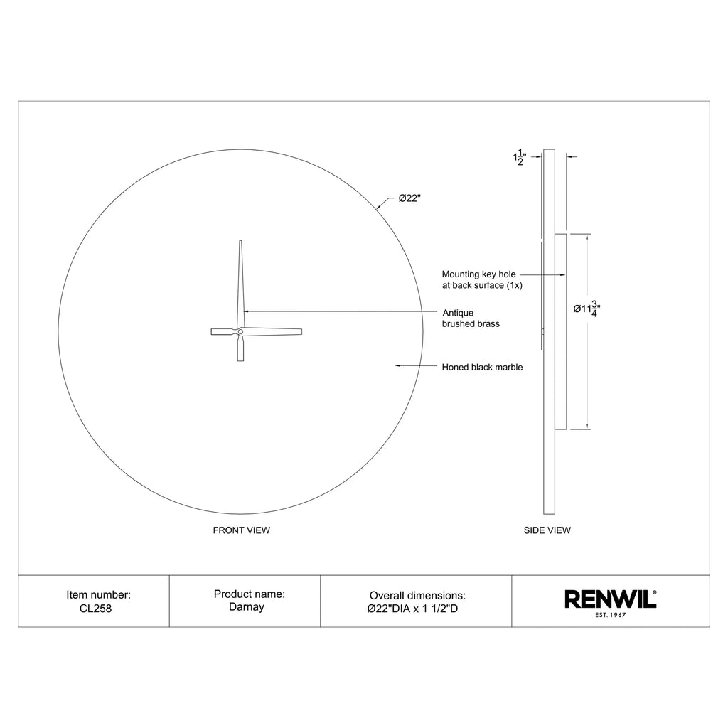 RENWIL DARNAY CLOCK CL258