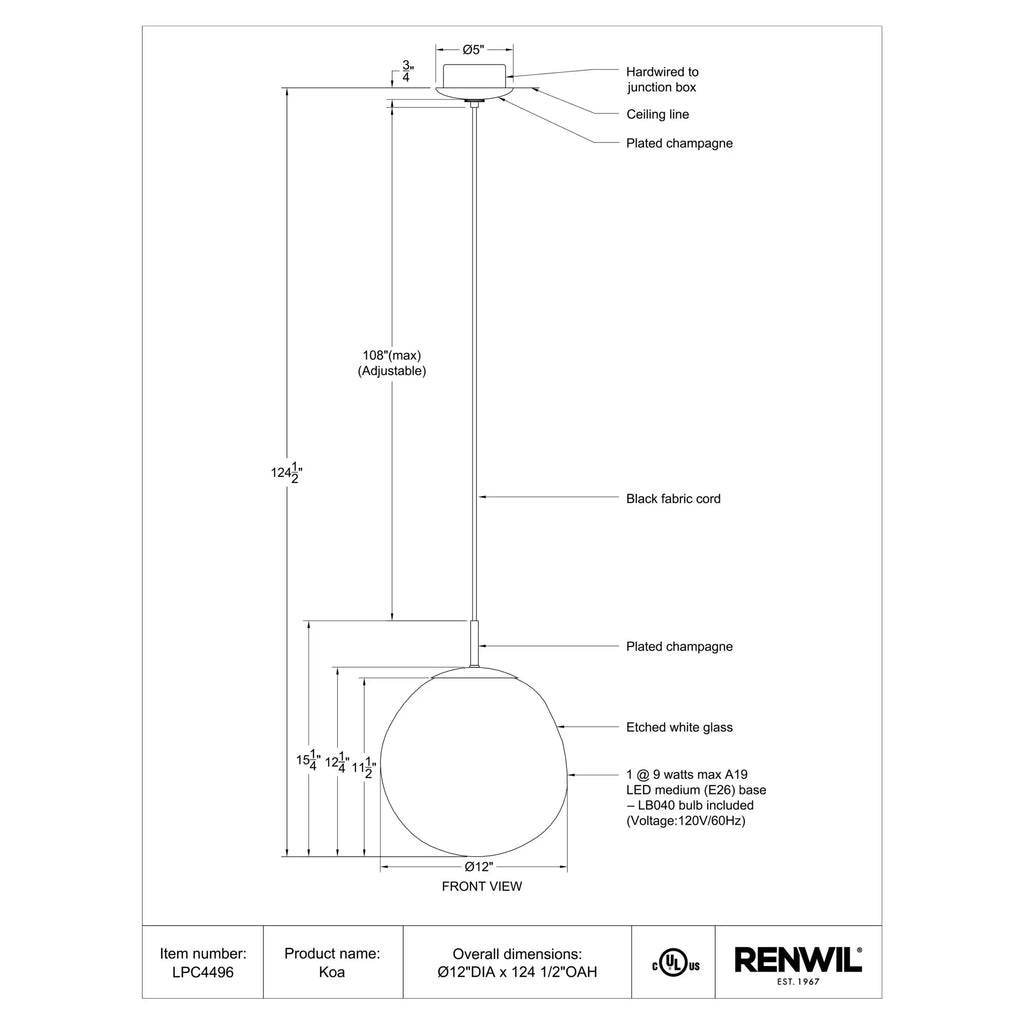 RENWIL KOA PENDANT LPC4496