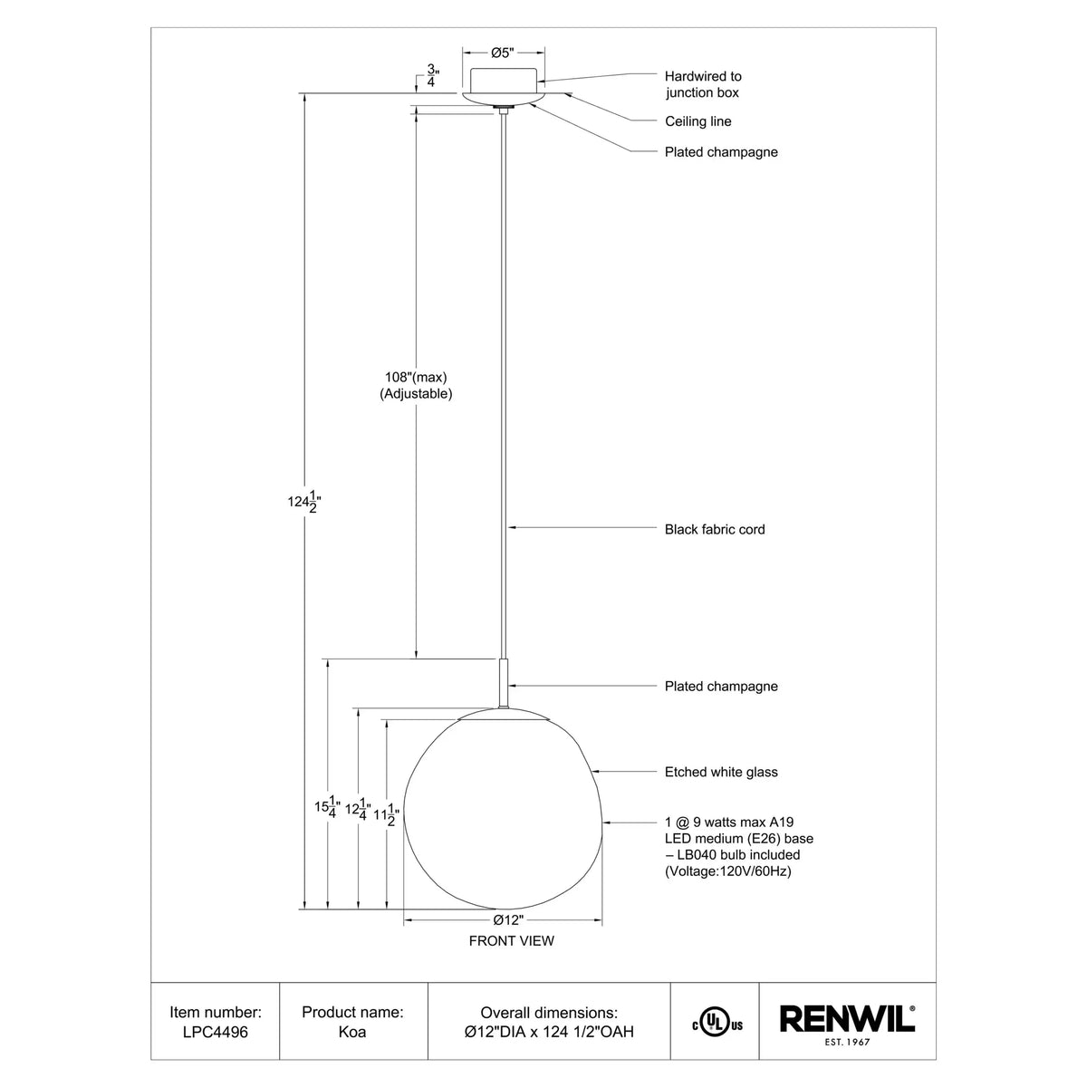 RENWIL KOA PENDANT LPC4496