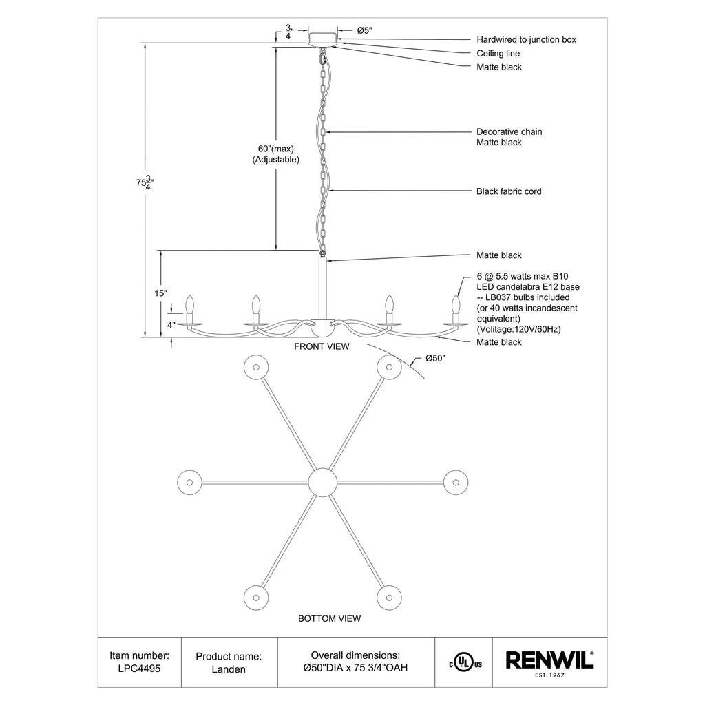 RENWIL LANDEN CEILING FIXTURE LPC4495