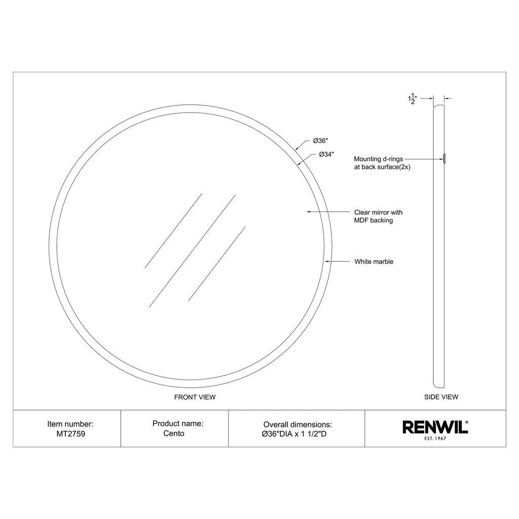 RENWIL CENTO MARBLE MIRROR MT2759
