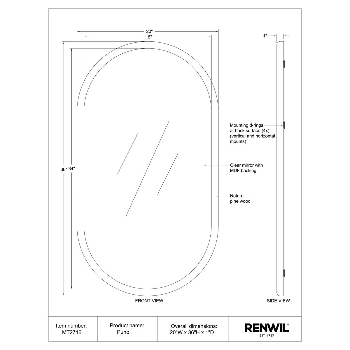 RENWIL PUNO MIRROR MT2716