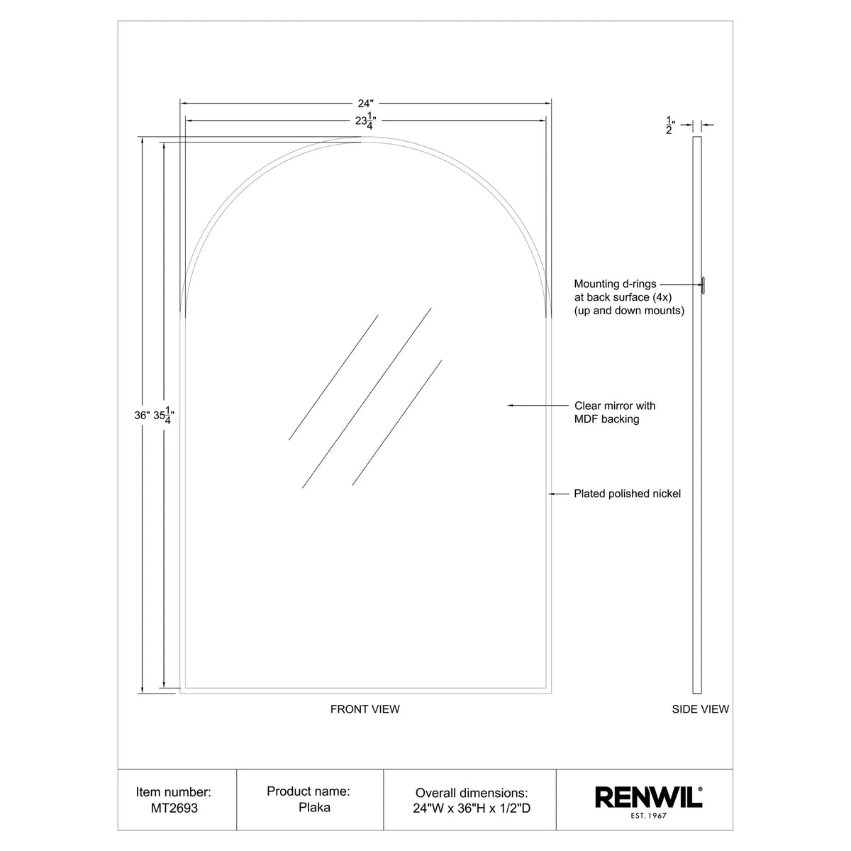 RENWIL PLAKA MIRROR MT2693
