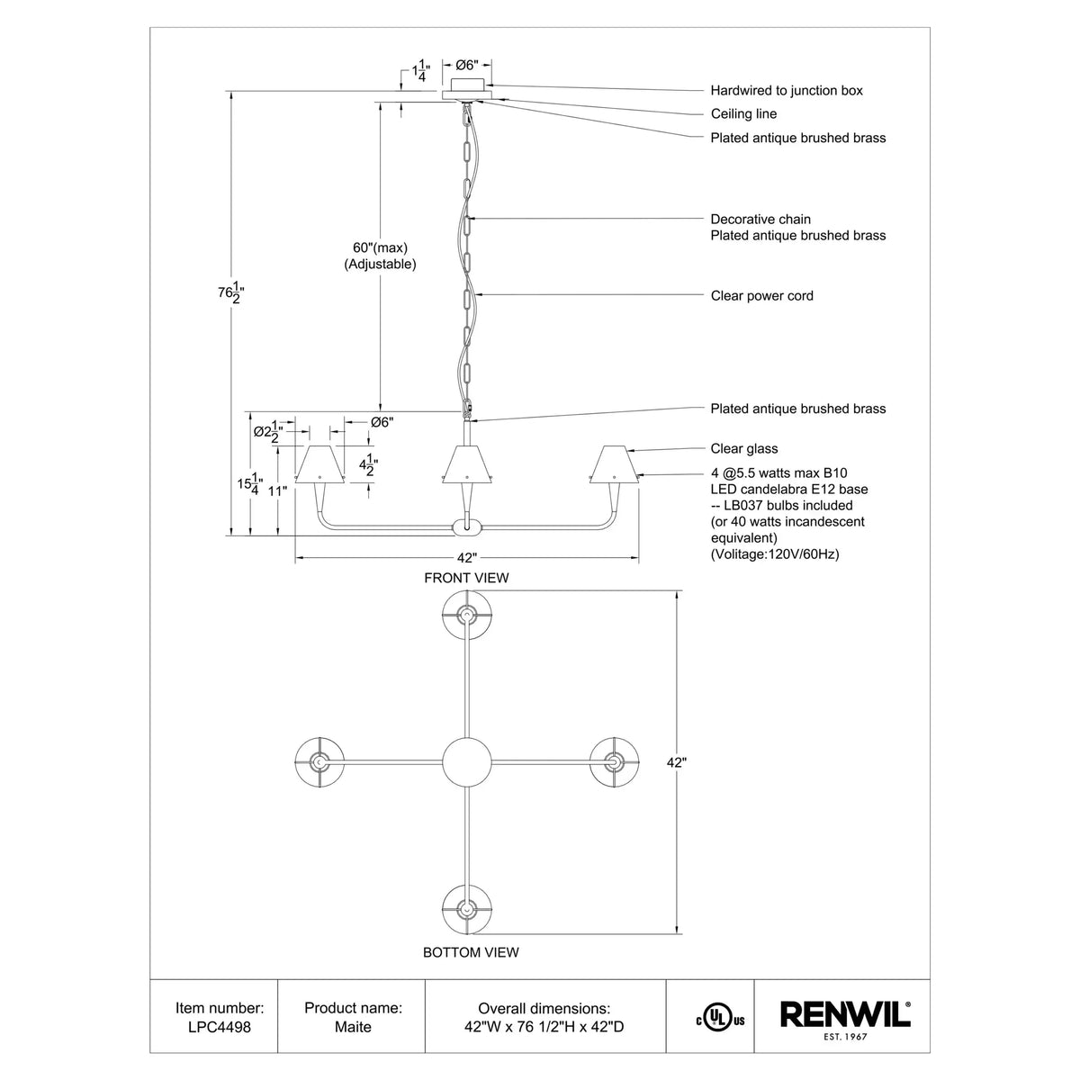 RENWIL MAITE CEILING FIXTURE LPC4498