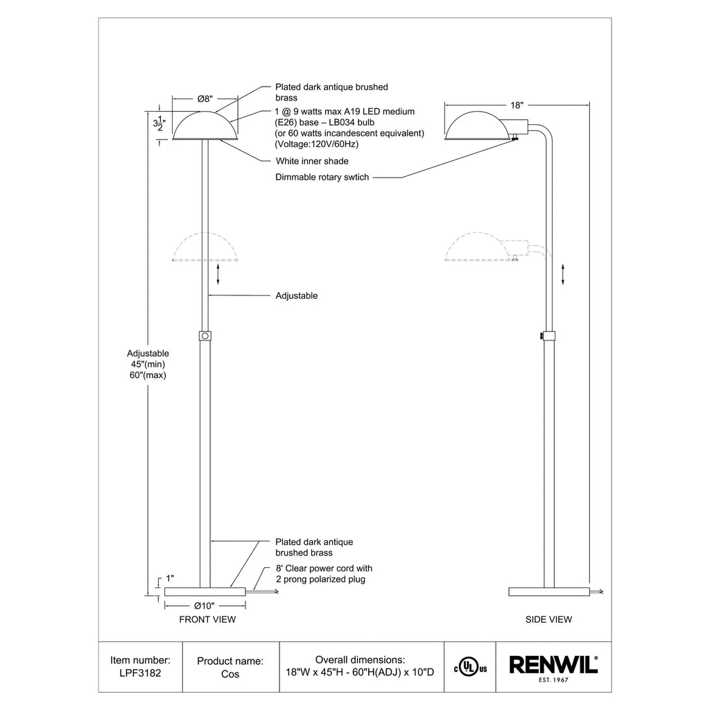 RENWIL COS FLOOR LAMP LPF3182
