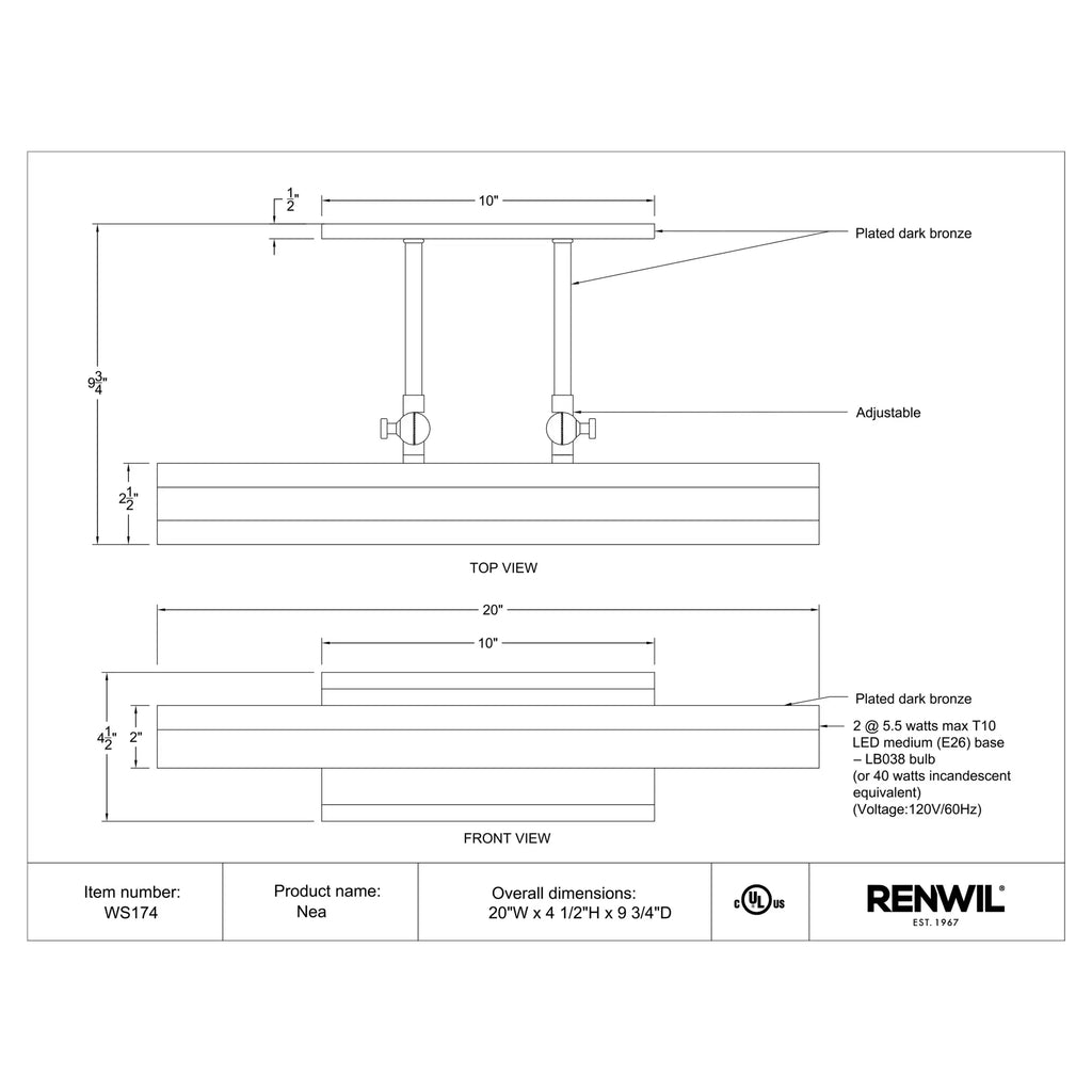 RENWIL NEA WALL SCONCE WS174