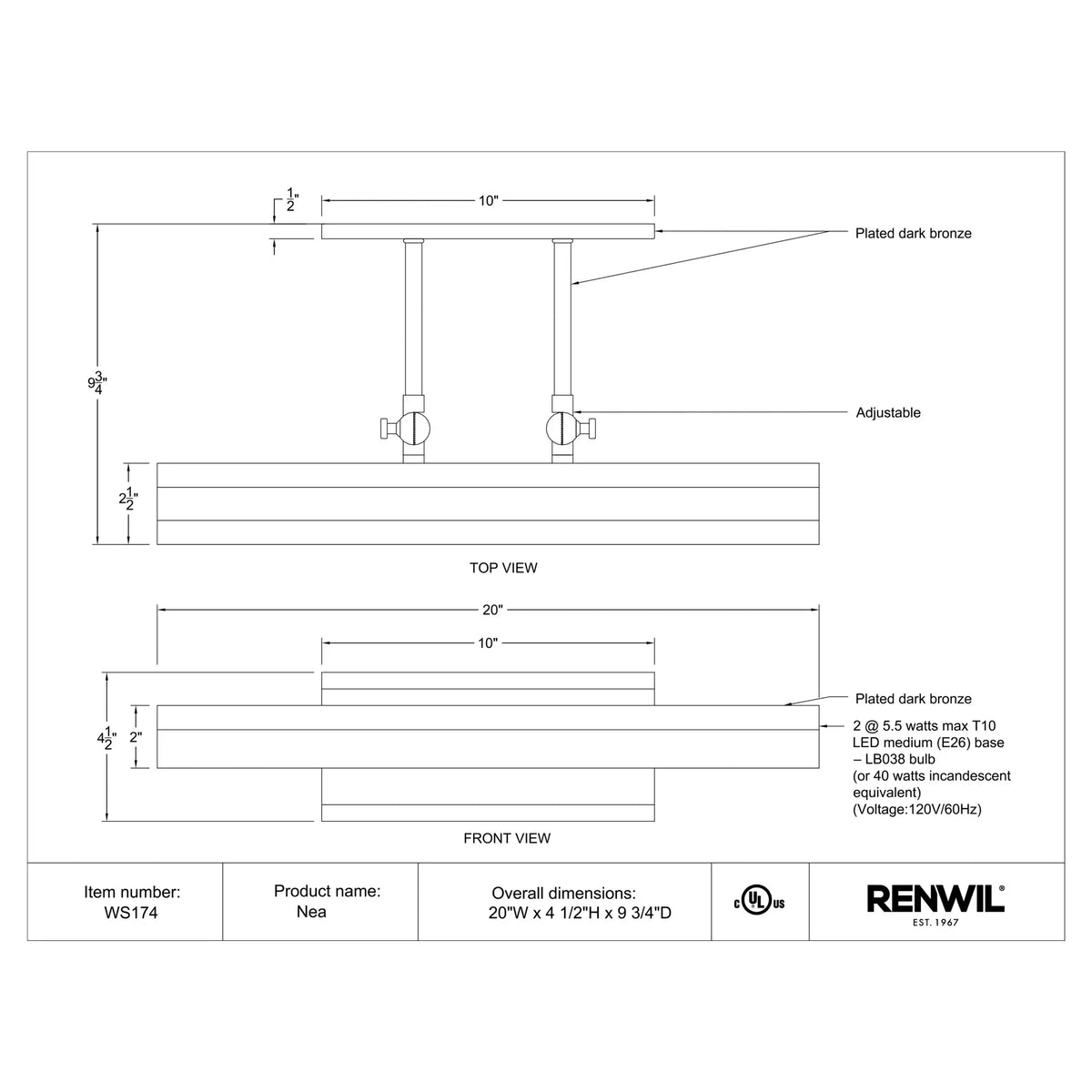RENWIL NEA WALL SCONCE WS174